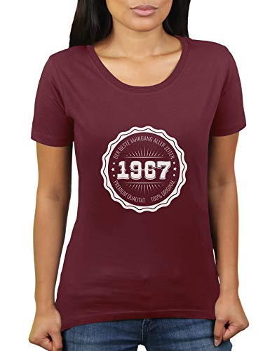 1967 Der Beste Jahrgang Aller Zeiten - 52 Jahre - Geschenk zum Geburtstag Geboren Geburtsjahr - Damen T-Shirt von KaterLikoli, Gr. L, Burgundy von Likoli