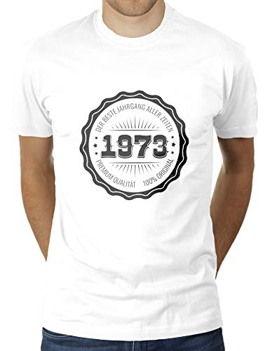 1973 Der Beste Jahrgang Aller Zeiten - 46 Jahre - Geschenk zum Geburtstag Geboren Geburtsjahr - Herren T-Shirt von KaterLikoli, Gr. XL, Weiß von Likoli