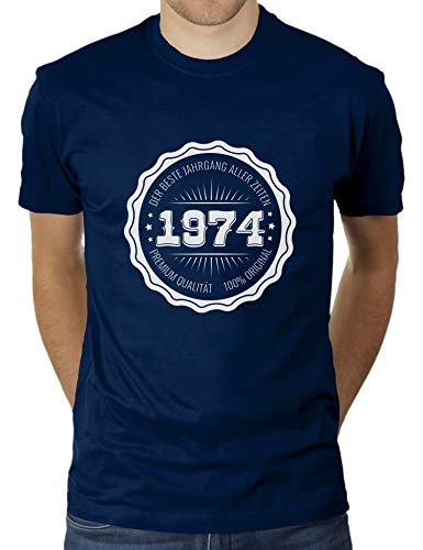 1974 Der Beste Jahrgang Aller Zeiten - 45 Jahre - Geschenk zum Geburtstag Geboren Geburtsjahr - Herren T-Shirt von KaterLikoli, Gr. XL, French Navy von Likoli