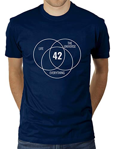 42 Life The Universe Everything - Herren T-Shirt von KaterLikoli, Gr. L, French Navy von Likoli