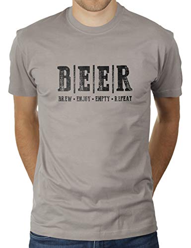 Beer - Brew Enjoy Empty Repeat - Herren T-Shirt von KaterLikoli, Gr. 2XL, Light Gray von Likoli