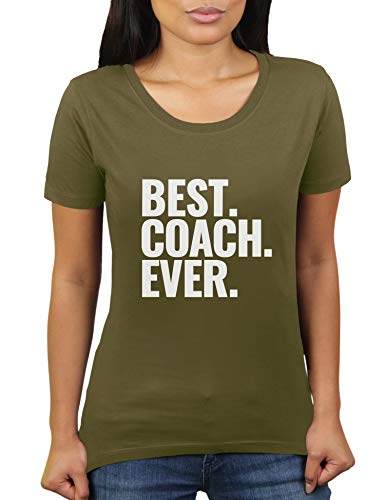 Best Coach Ever - Damen T-Shirt von KaterLikoli, Gr. M, Olive von Likoli