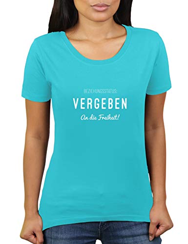 Beziehungsstatus - Vergeben An Die Freiheit | Single Geschieden Status nach Beziehung Trennung - Damen T-Shirt von KaterLikoli, Gr. L, Turquoise von Likoli