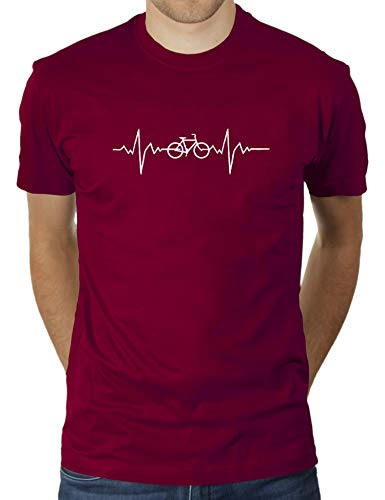 Bicycle Beat - Fahrrad EKG Rhythmus - Autofreie Welt - Umweltbewusst - Gesundes Leben - Fahrrad FA - Herren T-Shirt von KaterLikoli, Gr. S, Burgundy von Likoli