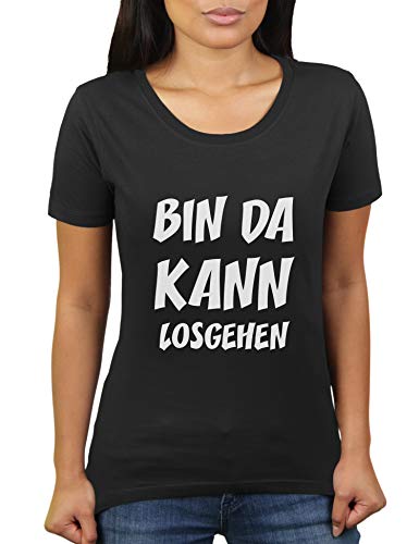 Bin da kann losgehen - Damen T-Shirt von KaterLikoli, Gr. 2XL, Deep Black von Likoli