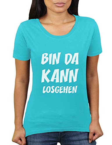 Bin da kann losgehen - Damen T-Shirt von KaterLikoli, Gr. 3XL, Turquoise von Likoli