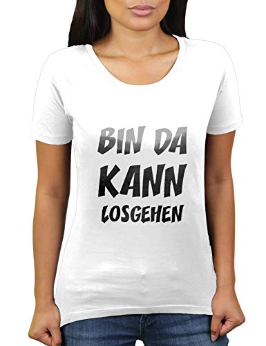 Bin da kann losgehen - Damen T-Shirt von KaterLikoli, Gr. 3XL, Weiß von Likoli