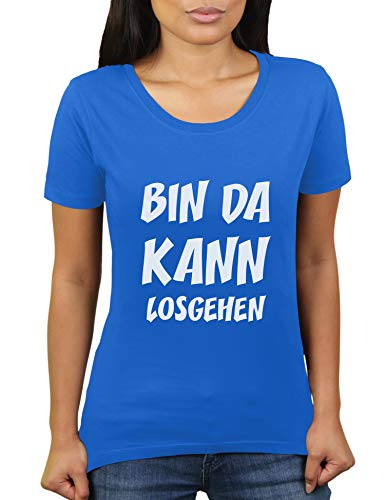 Bin da kann losgehen - Damen T-Shirt von KaterLikoli, Gr. XL, Royal Blue von Likoli