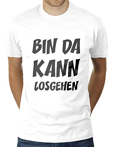 Bin da kann losgehen - Herren T-Shirt von KaterLikoli, Gr. XL, Weiß von Likoli