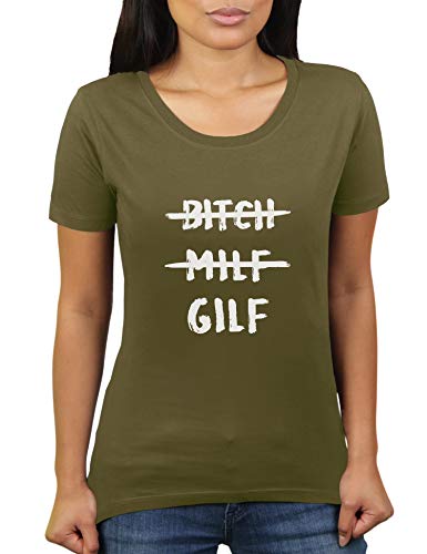 Bitch Milf Gilf - As Time Goes by - Damen T-Shirt von KaterLikoli, Gr. S, Olive von Likoli