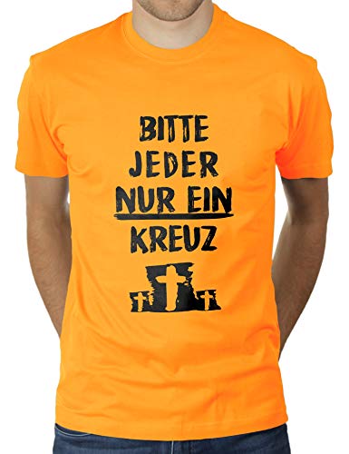 Bitte jeder nur EIN Kreuz - Herren T-Shirt von KaterLikoli, Gr. 2XL, Gold Yellow von Likoli