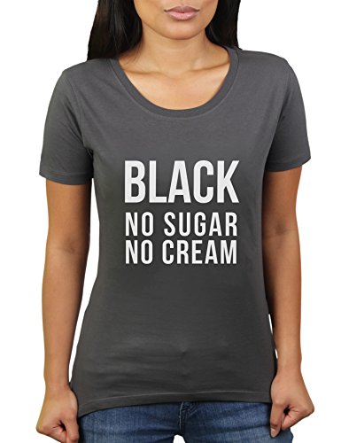 Black No Sugar No Cream - Damen T-Shirt von KaterLikoli, Gr. XL, Anthrazit von Likoli