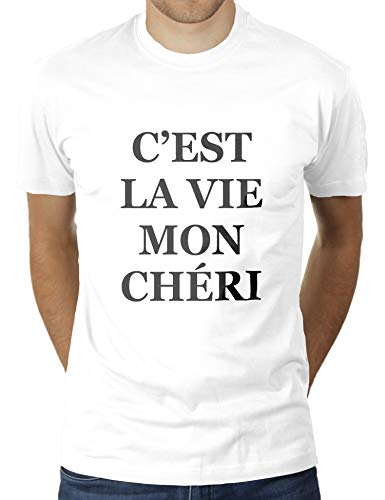 C'est La Vie Mon Chéri - Herren T-Shirt von KaterLikoli, Gr. 2XL, Weiß von Likoli