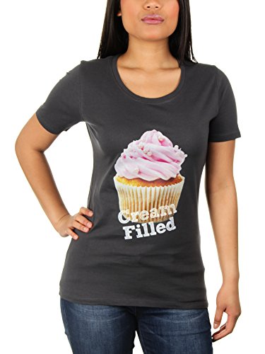 Cream Filled Cupcakes - Damen T-Shirt von KaterLikoli, Gr. L, Anthrazit von Likoli