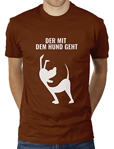 Der mit dem Hund geht - Herren T-Shirt von KaterLikoli, Gr. L, Choccolate von Likoli