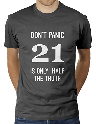 Don't Panic 21 is Only Half The Truth - 42 Douglas Adams - Herren T-Shirt von KaterLikoli, Gr. 2XL, Anthrazit von Likoli