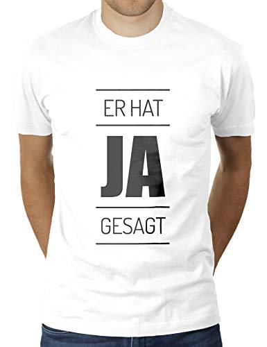 Er Hat Ja Gesagt - Herren T-Shirt von KaterLikoli, Gr. M, Weiß von Likoli