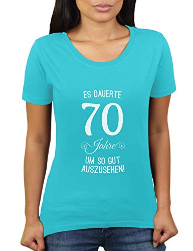 Es dauerte 70 Jahre um so gut auszusehen - Jahrgang 1950 - Geschenk zum Geburtstag Geboren Geburtsja - Damen T-Shirt von KaterLikoli, Gr. M, Turquoise von Likoli