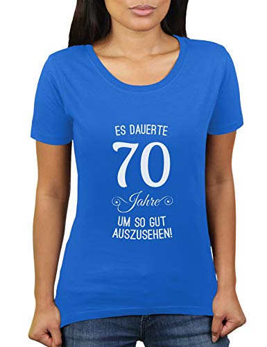 Es dauerte 70 Jahre um so gut auszusehen - Jahrgang 1950 - Geschenk zum Geburtstag Geboren Geburtsja - Damen T-Shirt von KaterLikoli, Gr. XL, Royal Blue von Likoli