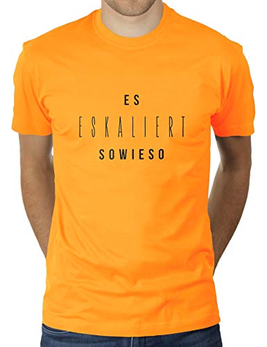 Es eskaliert sowieso - Herren T-Shirt von KaterLikoli, Gr. L, Gold Yellow von Likoli