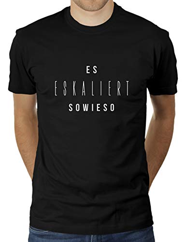 Es eskaliert sowieso - Herren T-Shirt von KaterLikoli, Gr. XL, Deep Black von Likoli