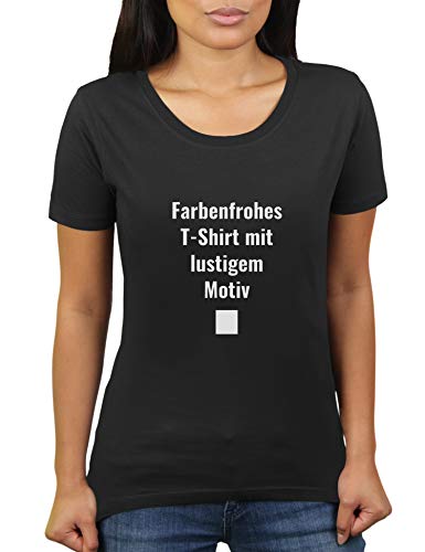 Farbenfrohes T-Shirt Mit Lustigem Motiv - Damen T-Shirt von KaterLikoli, Gr. M, Deep Black von Likoli