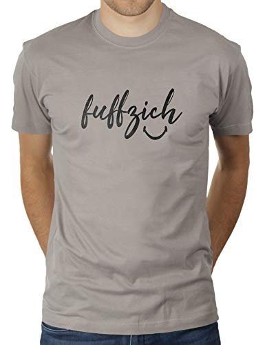 Fuffzich - Fünfzig - Trage es mit einem Lächeln - Geburtstag Nummer 50 - Herren T-Shirt von KaterLikoli, Gr. 3XL, Light Gray von Likoli