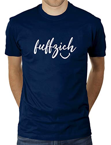 Fuffzich - Fünfzig - Trage es mit einem Lächeln - Geburtstag Nummer 50 - Herren T-Shirt von KaterLikoli, Gr. M, French Navy von Likoli