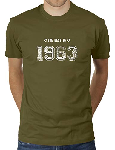 Geboren 1963 - Jahrgang Geburtstagsgeschenk - The Best of - Herren T-Shirt von KaterLikoli, Gr. XL, Olive von Likoli