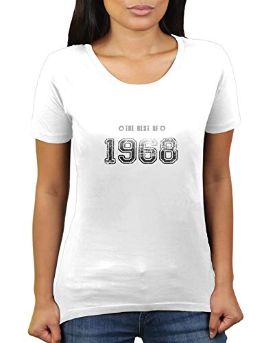 Geboren 1968 - Jahrgang Geburtstagsgeschenk - The Best of - Damen T-Shirt von KaterLikoli, Gr. 2XL, Weiß von Likoli