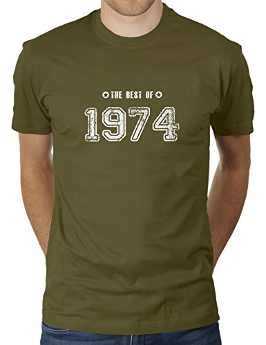 Geboren 1974 - Jahrgang Geburtstagsgeschenk - The Best of - Herren T-Shirt von KaterLikoli, Gr. M, Olive von Likoli