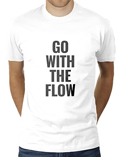 Go with The Flow - Herren T-Shirt von KaterLikoli, Gr. L, Weiß von Likoli