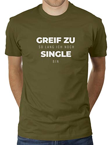 Greif zu so lang ich noch Single Bin. - Herren T-Shirt von KaterLikoli, Gr. L, Olive von Likoli