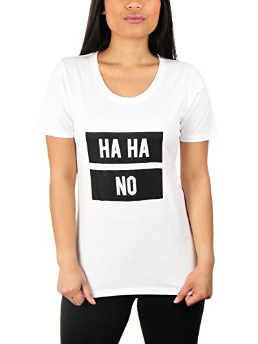 Ha Ha No - Damen T-Shirt von KaterLikoli, Gr. S, Weiß von Likoli