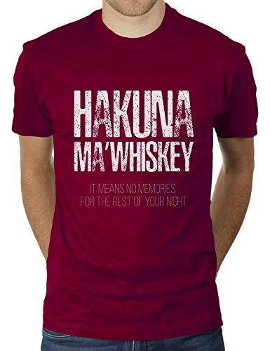 Hakuna Ma'Whiskey - Herren T-Shirt von KaterLikoli, Gr. 2XL, Burgundy von Likoli