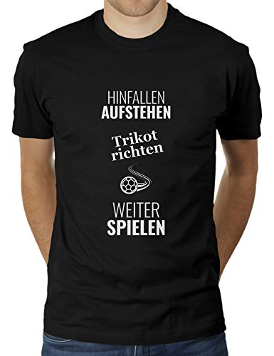 Hinfallen Aufstehen Trikot Richten Weiterspielen - Herren T-Shirt von KaterLikoli, Gr. S, Deep Black von Likoli