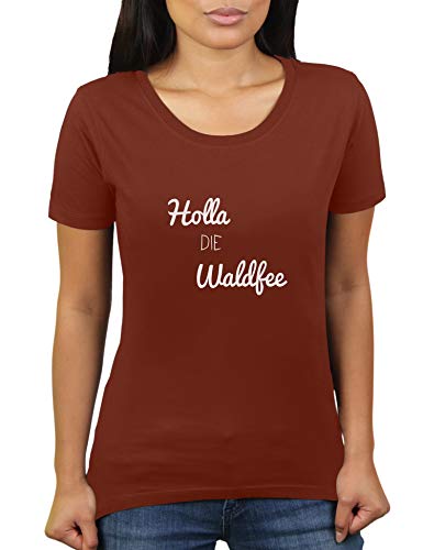 Holla Die Waldfee - Damen T-Shirt von KaterLikoli, Gr. XL, Choccolate von Likoli