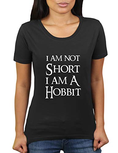 I Am Not Short I Am A Hobbit - Damen T-Shirt von KaterLikoli, Gr. S, Deep Black von Likoli