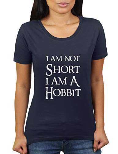 I Am Not Short I Am A Hobbit - Damen T-Shirt von KaterLikoli, Gr. S, French Navy von Likoli