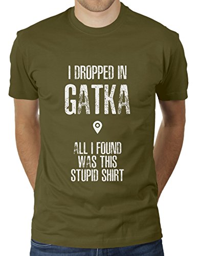 I Dropped In Gatka PUBG Player Unknown Battlegrounds - Herren T-Shirt von KaterLikoli, Gr. M, Olive von Likoli