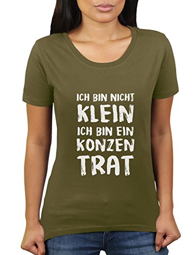 Ich Bin Nicht klein ich Bin EIN Konzentrat - Damen T-Shirt von KaterLikoli, Gr. S, Olive von Likoli