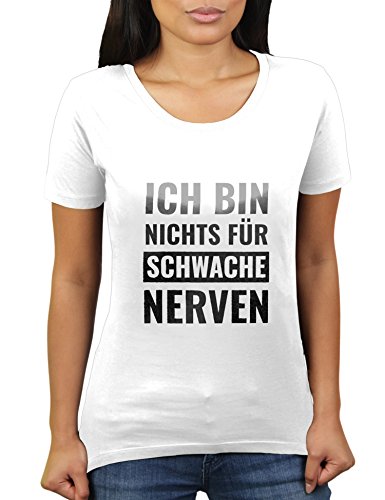 Ich Bin Nichts für schwache Nerven - Damen T-Shirt von KaterLikoli, Gr. 2XL, Weiß von Likoli