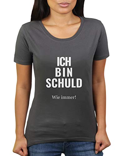 Ich Bin Schuld - wie Immer - Damen T-Shirt von KaterLikoli, Gr. L, Anthrazit von Likoli