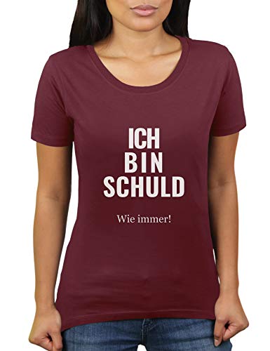 Ich Bin Schuld - wie Immer - Damen T-Shirt von KaterLikoli, Gr. L, Burgundy von Likoli