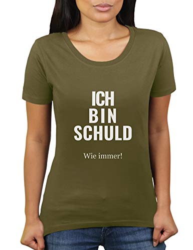 Ich Bin Schuld - wie Immer - Damen T-Shirt von KaterLikoli, Gr. M, Olive von Likoli