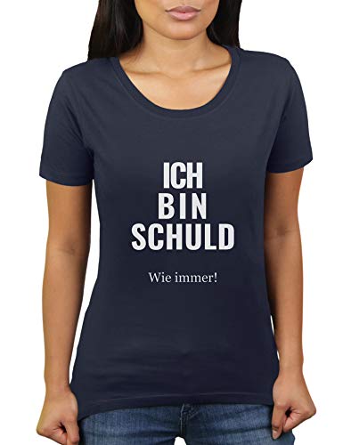 Ich Bin Schuld - wie Immer - Damen T-Shirt von KaterLikoli, Gr. XL, French Navy von Likoli