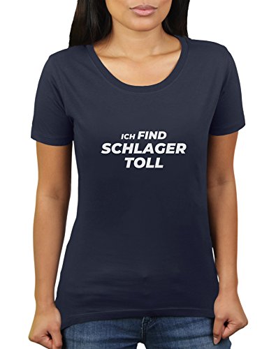 Ich Find Schlager Toll - Damen T-Shirt von KaterLikoli, Gr. 3XL, French Navy von Likoli