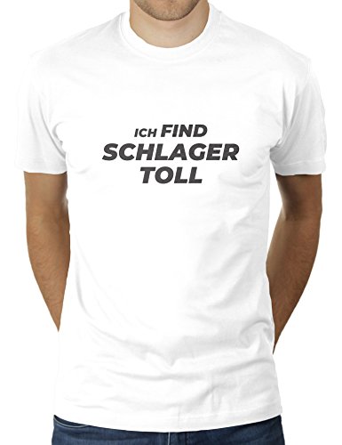 Ich Find Schlager Toll - Herren T-Shirt von KaterLikoli, Gr. L, Weiß von Likoli