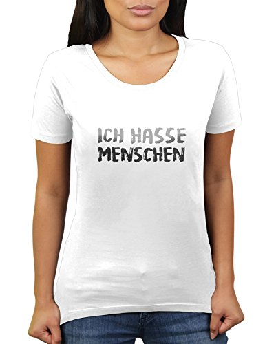 Ich Hasse Menschen - Damen T-Shirt von KaterLikoli, Gr. M, Weiß von Likoli