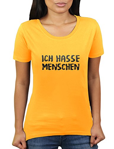 Ich Hasse Menschen - Damen T-Shirt von KaterLikoli, Gr. S, Gold Yellow von Likoli
